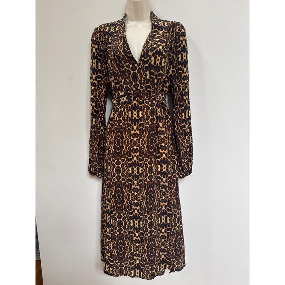 Figue Dresses & Skirts - Figue Leopard Animal Print Long Sleeve Maxi Dress Size XL